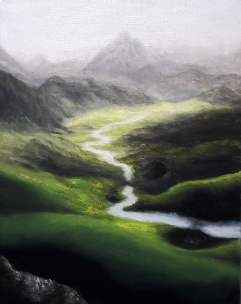 schilderij-olieverf-bergen-groen-vallei