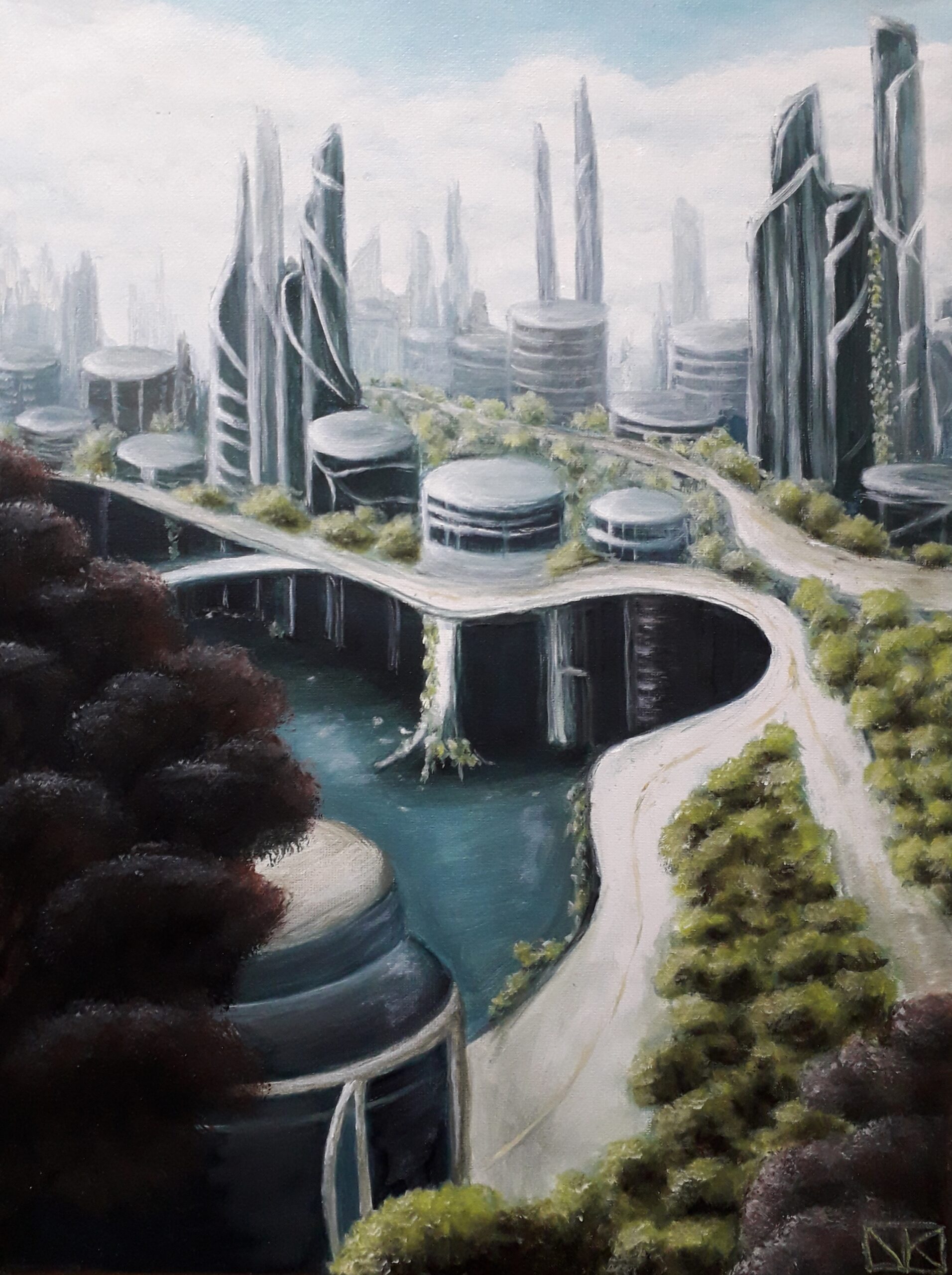 schilderij-olieverf-landschap-futoristisch-dynamiek