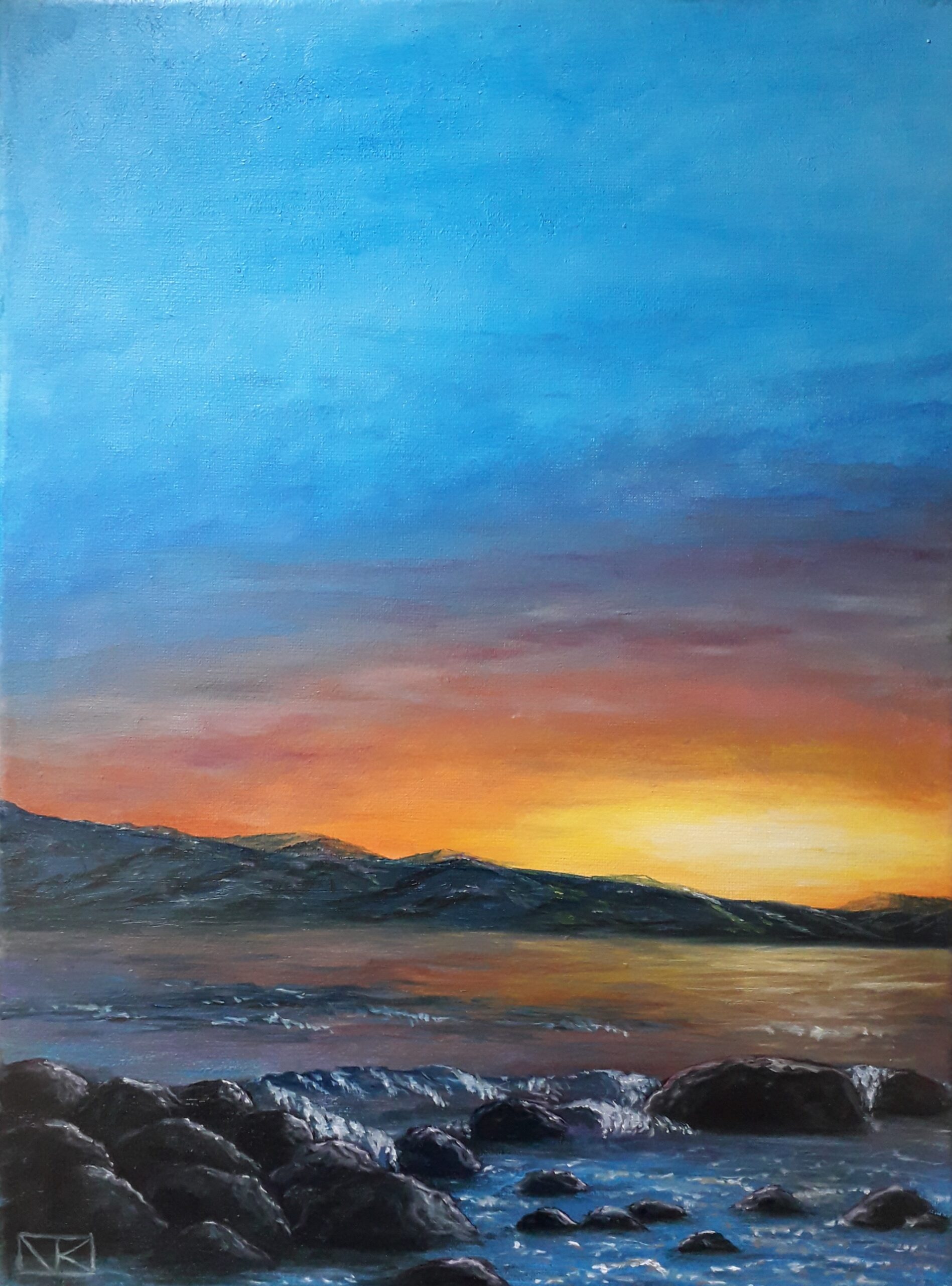 schilderij-olieverf-landschap-zee-zonnebaden