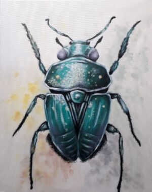 schilderij-olieverf-stilleven-kever-scarabee