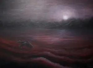 schilderij-olieverf-landschap-raaf-maan-vlucht